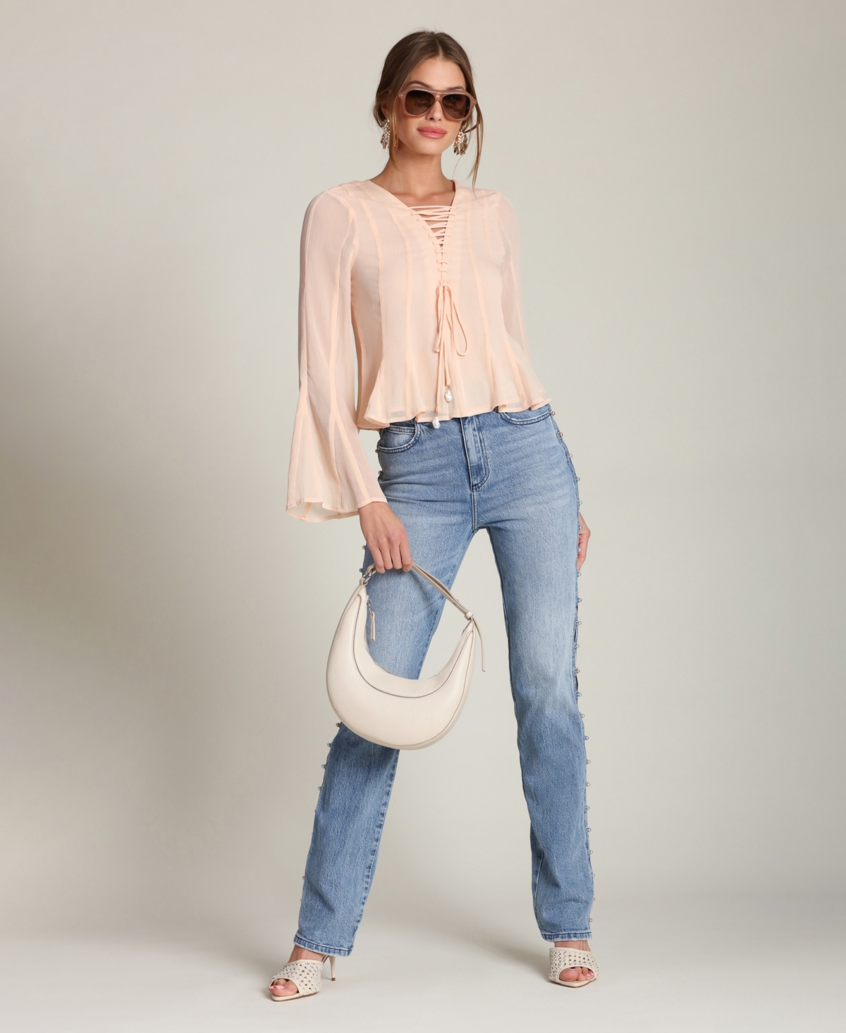 Avec Les Filles Women's Godet Long-Sleeve Top