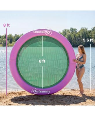 8FT Inflatable Water Hammock Floating Ring Dock Platform,