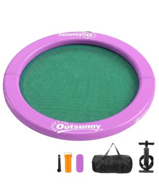 8FT Inflatable Water Hammock Floating Ring Dock Platform,