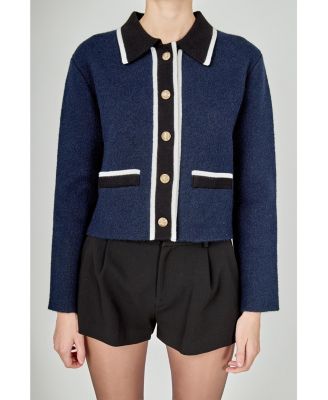 Women's Contrast Placket Cardigan