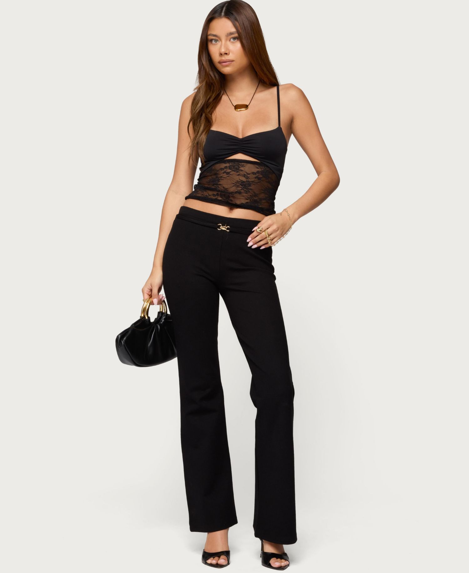 Women's Damarie Cutout Ruched Sheer Lace Top