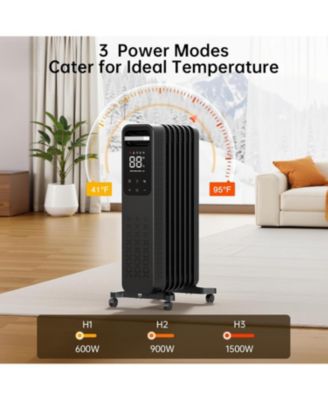 Cowsar 1500W Oil Filled Radiator Heater with Digital Thermostat & Timer