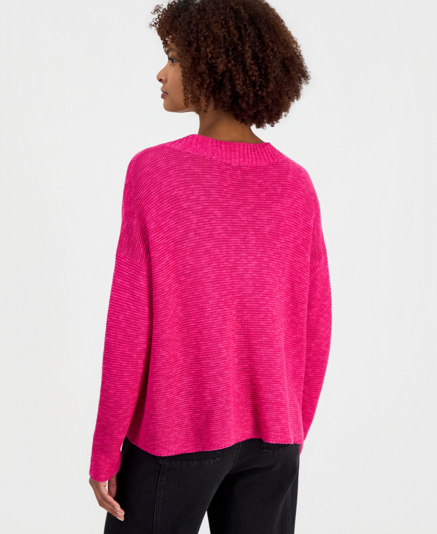 Женский свитер Eileen Fisher Cotton & Linen V-Neck, цвет: Fusch — фото 3