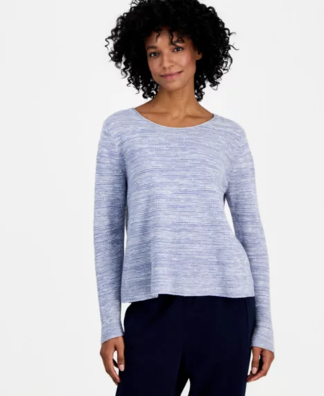 Women's Slub-Knit Crewneck Sweater  - Haze