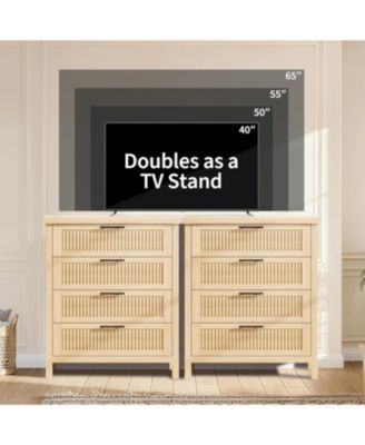 4 Drawer Dresser, Oak Wooden Chest of Drawers with Metal Handles, Storage Cabinet for Bedroom Nursery Living Room Closet