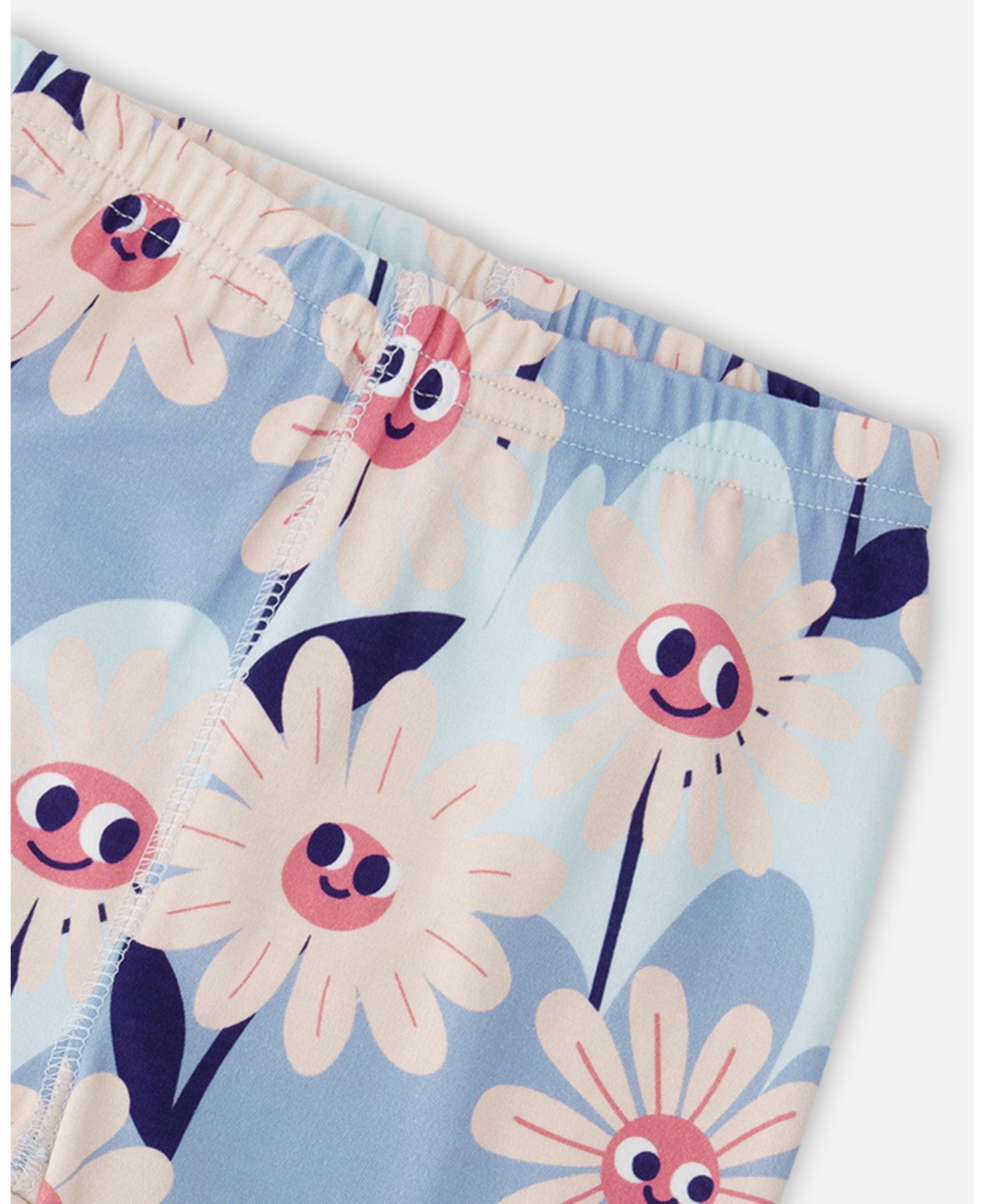 Draft - Deux par Big Girls Cotton Two-Piece Pyjama Set Smiling Flower Print