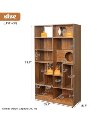 AOSTIRMOTOR  Modern 2-in-1 Bookshelf Cat House: Litter Box Enclosure & Climbing Tree with Storage