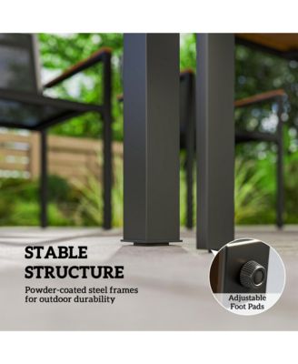 Outdoor Dining Set for 4, Acacia Wood Table and Stackable Chairs