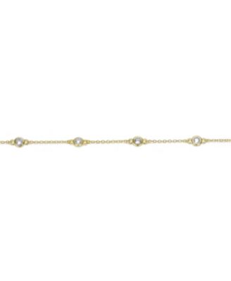Classic Bezel Set Cubic Zirconia Chain Station Bracelet