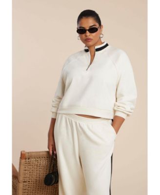 Women's Quarter Zip Stripe Detail Sweatshirt