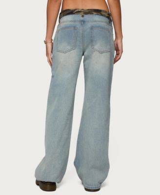 Women's Camo Waist Low Rise Baggy Jeans