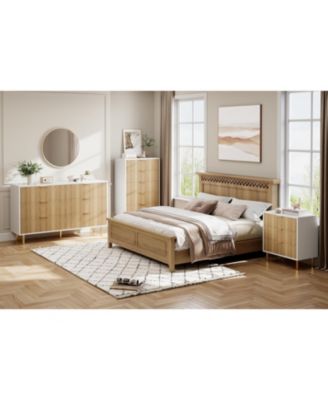 3 Drawer Dresser for Bedroom, Large Nightstand Chest of Drawers, Modern Wood Storage Dresser Organizer with Metal Handles for Hallway