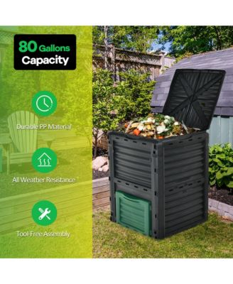 80 Gallon Compost Bin Garden Waste Container Grass Food Trash Barrel Fertilizer