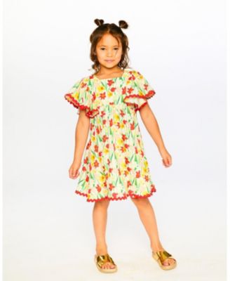 Big Girls Viscose Daffodil Print Dress