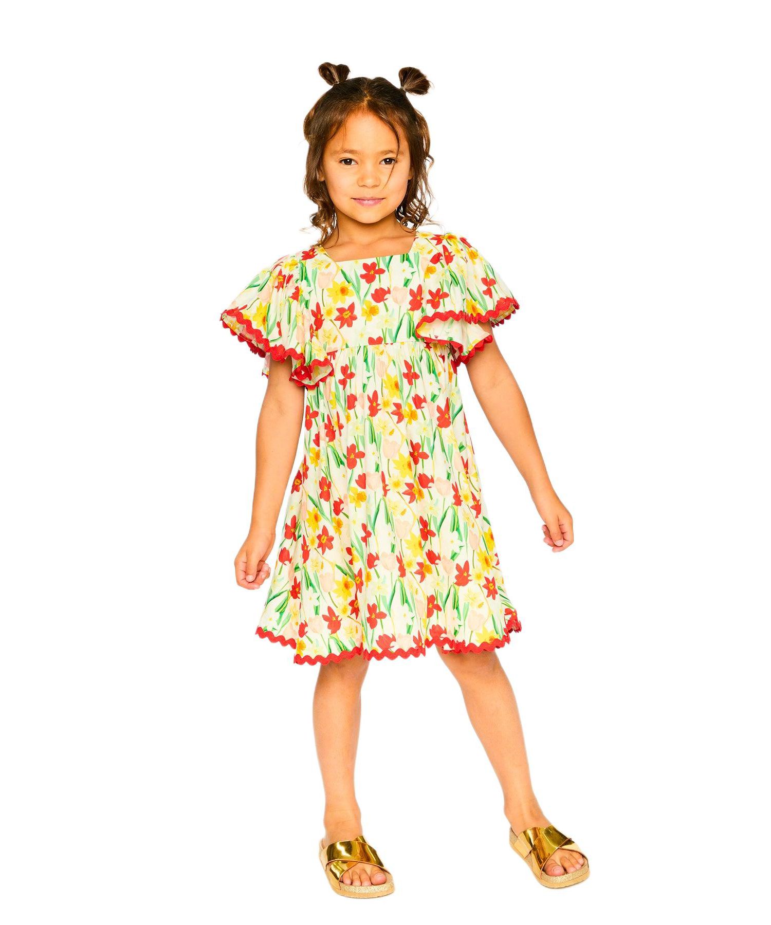 Big Girls Viscose Daffodil Print Dress