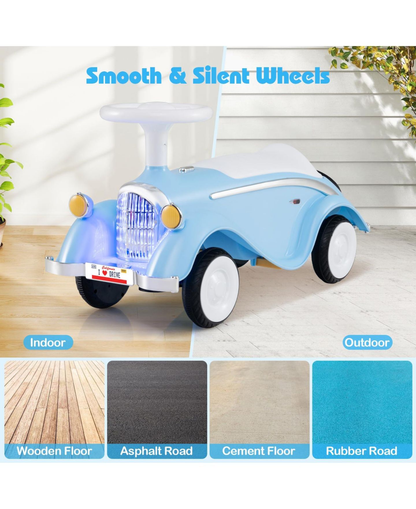 Детская игрушка Mecale Classic Sliding Car with LED Lights and Foot-to-Floor Motion, Ages 1+, цвет: Синий — фото 9