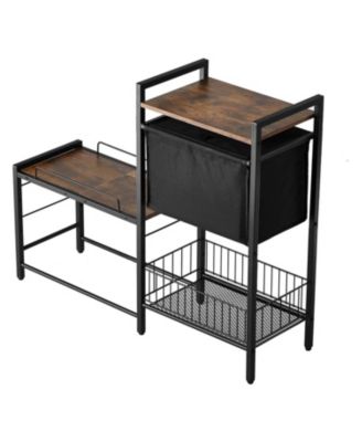 Elevated Dog Feeding Station: All-in-One Organizer with Raised Bowls & Storage for Food and Toys