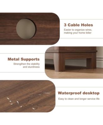 Brown Entertainment Center TV Stand for 65" TVs, with Storage Cabinet