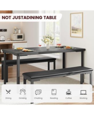 Dining Table Set for 4, 3Pcs Kitchen Table with 2 Benches 43.3" Farmhouse Breakfast Table with Metal Frame for Small Space
