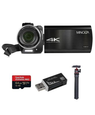MN4K100Z 28MP 4K Ultra HD 3.5" Touchscreen Night Vision Camcorder, Black with Essessory Kit