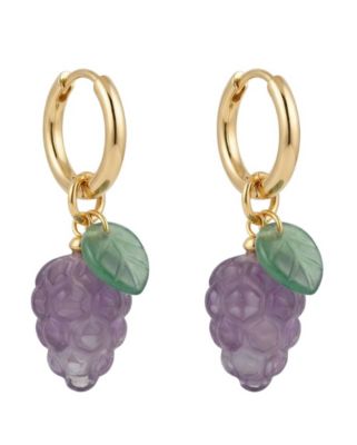 seree Harvest - Jade stone charm earrings - Purple 68$