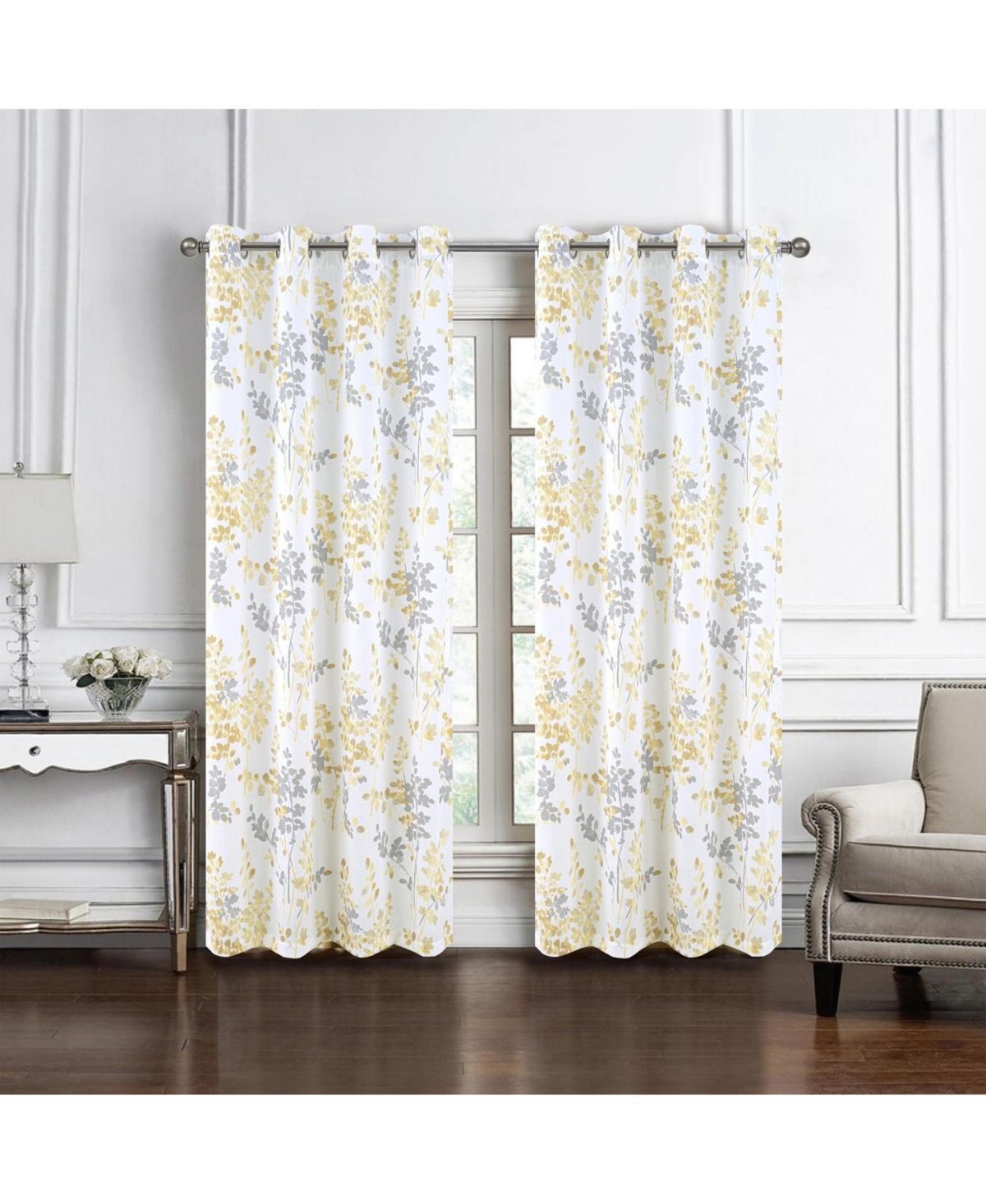 Olivia Gray 100% Polyester Aiden Printed Textured Grommet Curtain Panel
