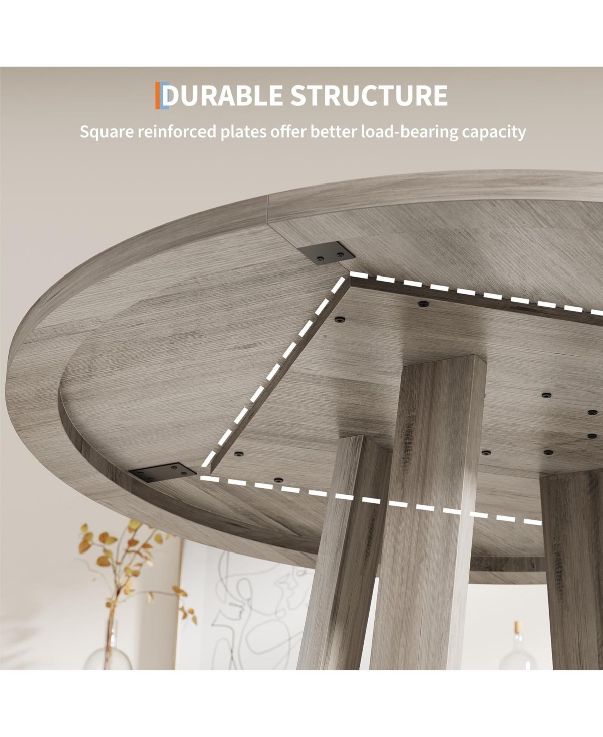 gaomon Round Dining Table – 47-inch Kitchen and Room Table, Perfect for Modern Spaces.