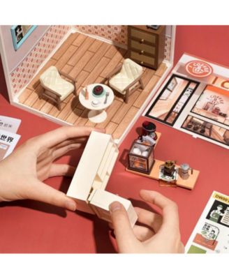 Dollhouses, Building Model with Cafe Miniature House, Play Furniture Toy for Toddlers, Multicolored, 6.4"6.4"6"