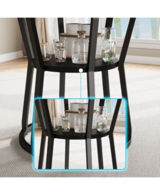 47 in" Round Dining Table for 4, Farmhouse Dining Room Circle Dinner Table,Space Saving Wood Kitchen & Dining Room Furniture