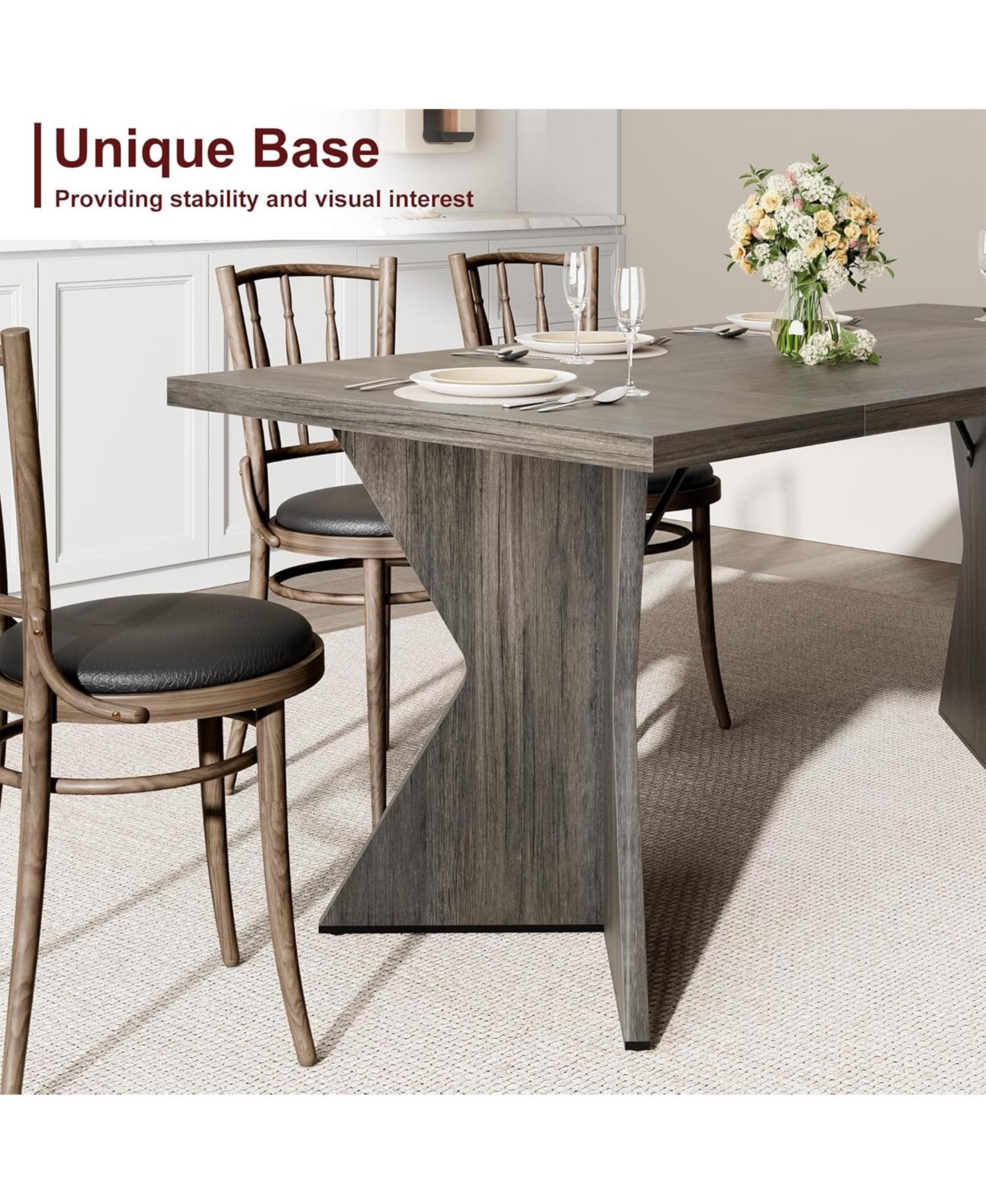 gaomon Senfot 71" Rectangular Dining Table for 6, Rustic Farmhouse Tall Kitchen with Large Tabletop, Long Wooden Room