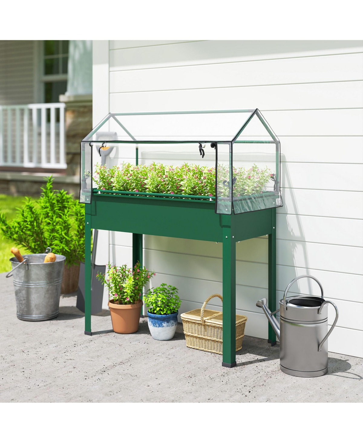 Outsunny Raised Garden Bed with house Cover,