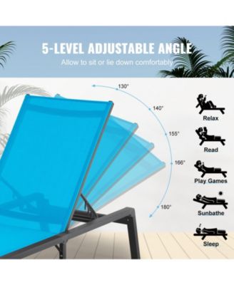 Outdoor Patio Chaise Lounge Chair with Adjustable 5-Position Backrest