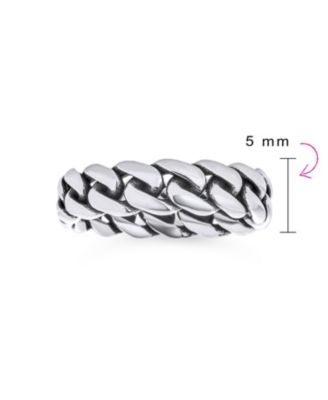 Solid Braided Rope Cable Curb Link Chain Rings Bands .925 Sterling Silver 5MM