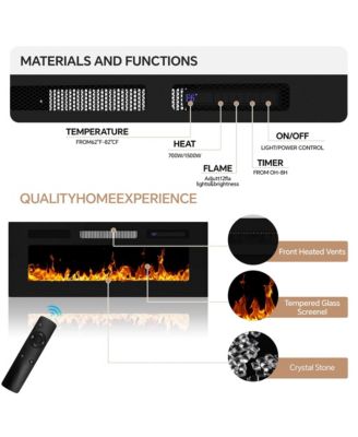 70'' Fireplace TV Stand with 36'' Electric Fireplace, High Gloss Entertainment Center for TVs Up to 80