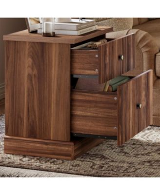 Fluted Nightstand with 2 Drawers, Mid Century Modern Bedside Table for Living Room
