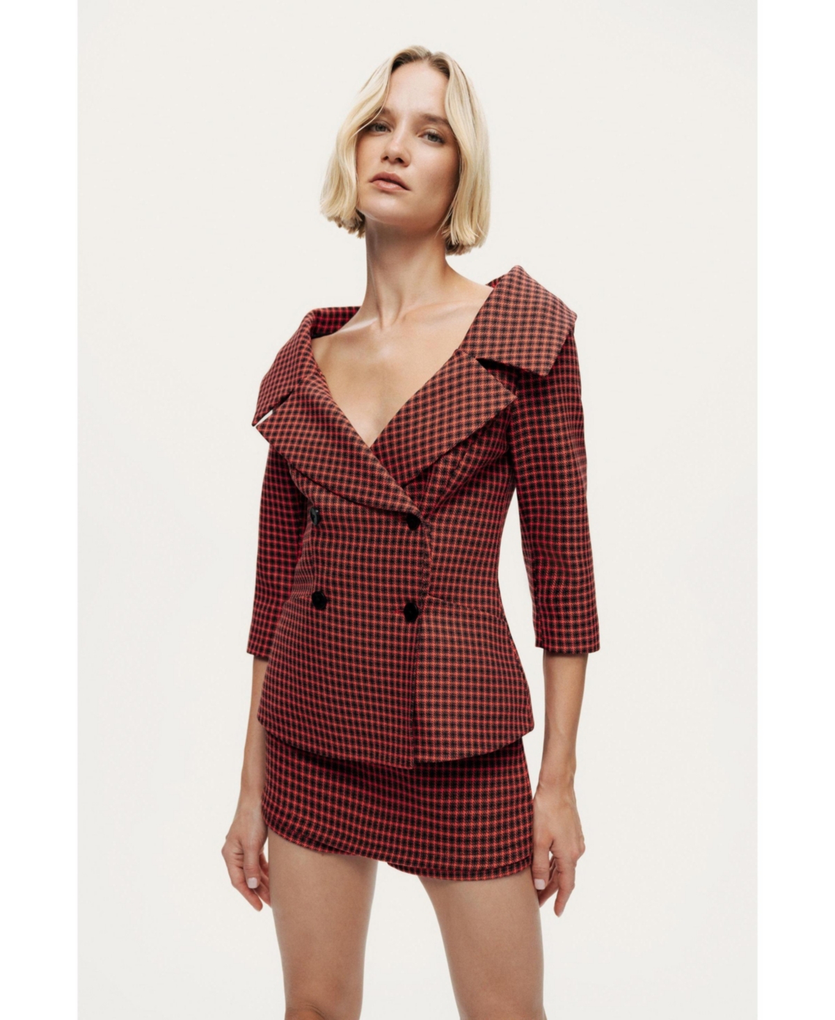 Nocturne Women's Checked High-Rise Mini Skort