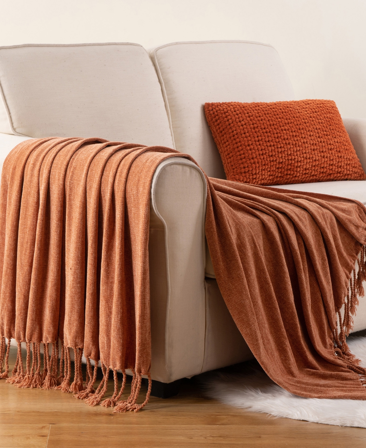 Battilo Lifestyle Chenille Throw with Fringe Tassels, 50" x 60"