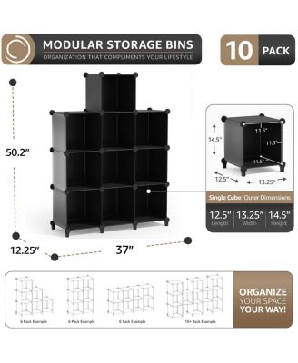 10-Cube Storage Organizer Cubby Shelf for Closet, Toys, Books, and More Space-Saving Bookshelf for Bedroom, Living Room, or Office