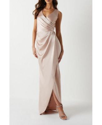 Women's Ruched Satin Bridesmaid Dress