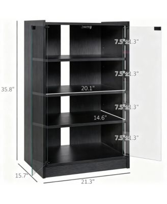 4-Tier Media Cabinet with Tempered Glass Doors and Cable Management