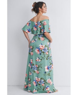Maternity Off-Shoulder Ruffled Maxi Dress