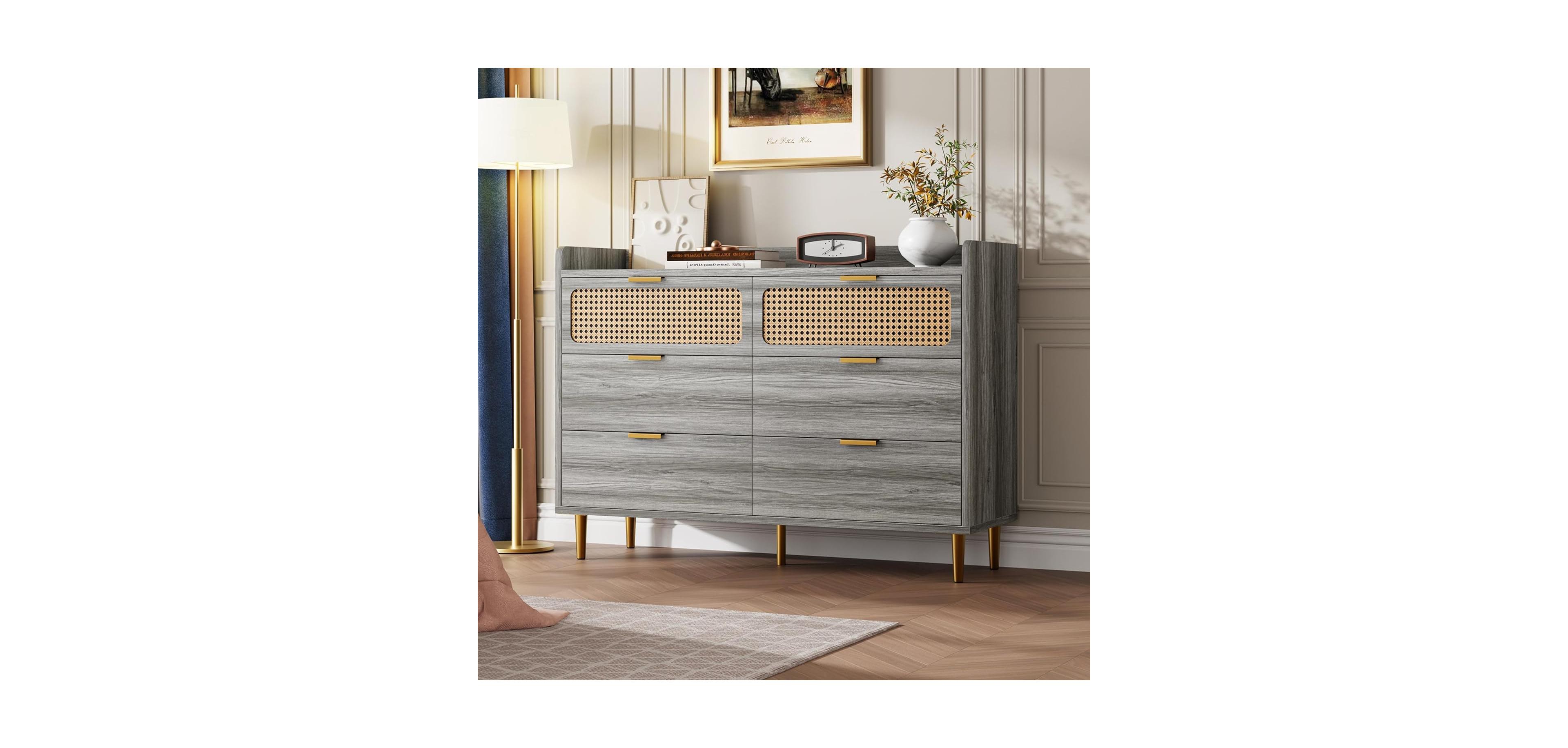 gaomon 6 Drawer Double Dresser for Bedroom, 47" Wide Modern Chest of Drawers