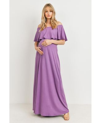 Maternity Off-Shoulder Ruffled Maxi Dress