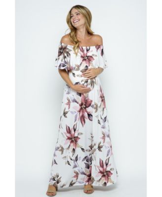 Maternity Off-Shoulder Ruffled Maxi Dress