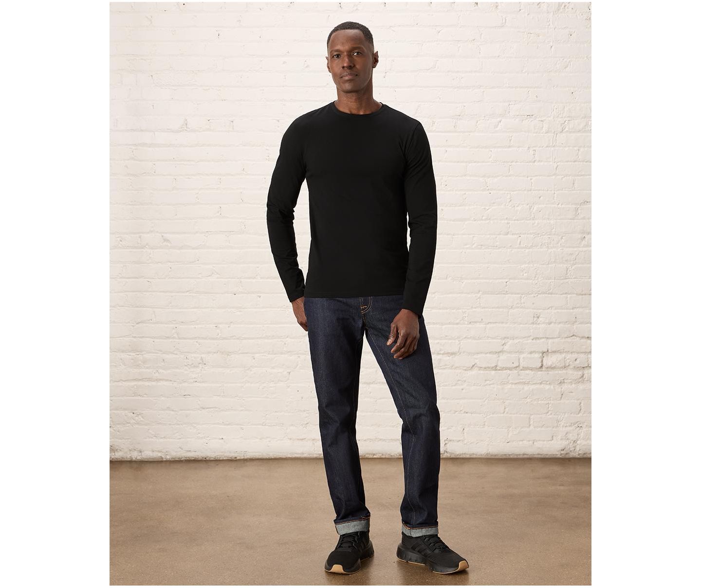 Мужская футболка Pact Luxe Signature Slim Long Sleeve Tee Made With Organic Cotton, цвет: Чёрный — фото 2