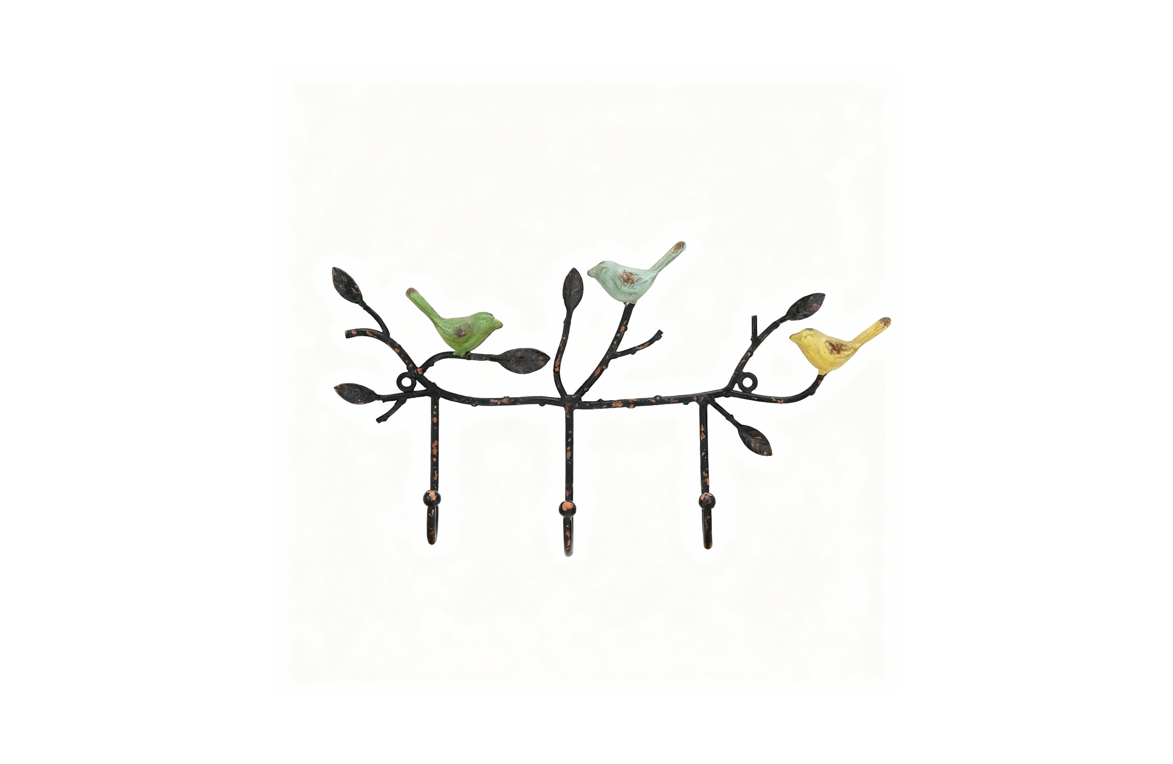 Yigii Rustic Metal Bird-Branch Coat Rack for Home Decor
