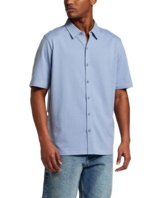 Men's Cotton Twill Short-Sleeve Button Down Knit Shirt