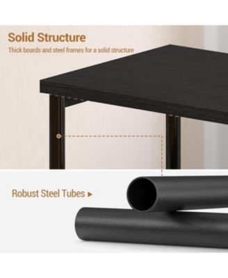 Slim 3-Tier End Table with Storage Shelves, Narrow Mobile Side Table for Small Spaces, Industrial Wood & Metal Sofa Table, Record Player St
