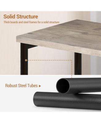 Slim 3-Tier End Table with Storage Shelves, Narrow Mobile Side Table for Small Spaces, Industrial Wood & Metal Sofa Table, Record Player St