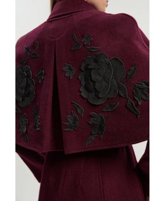 Women's Tailored Funnel-Neck Cape Midi Coat